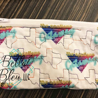 In the Hoop ITH Top Zipper Bag Texas Stippling Wallet Machine Embroidery Design Zip bag