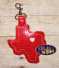 ITH in the hoop bean stitch Texas Lone Star State Key Luggage Tag Fob Keychain machine embroidery