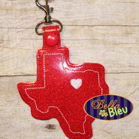 ITH in the hoop bean stitch Texas Lone Star State Key Luggage Tag Fob Keychain machine embroidery