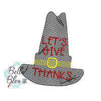 Sketchy Thanksgiving Pilgrim Hat embroidery design