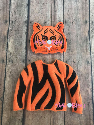 Tiger Sweater and Mask ITH Elf Shirt set