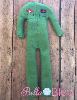 Elf Inspired Top Gun Flight Suit in the hoop ith embroidery design