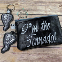 ITH I'm the Tornado zipper bag with key fob and charm set