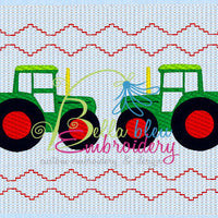 Faux Smocking Farm Tractor Machine Embroidery Design