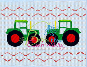 Faux Smocking Farm Tractor Machine Embroidery Design