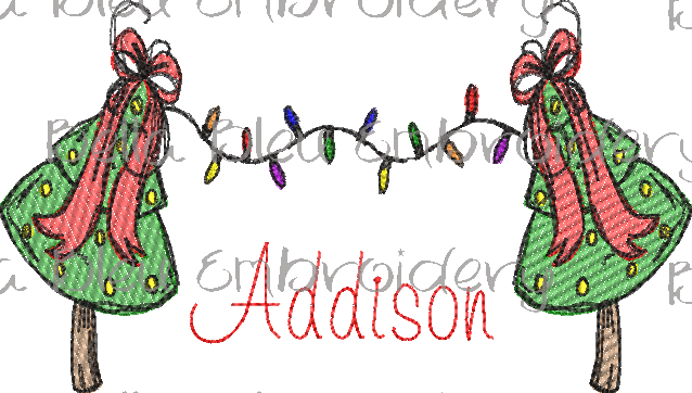 Christmas Tree with Lights Frame Scribble