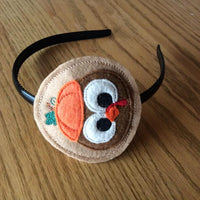 ITH in the hoop Thanksgiving Pilgrim Turkey with Pumpkin Headband Topper Slider Applique machine embroidery