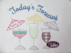 Today's Forecast Umbrella Margarita, Wine, Mai Tai Drinks Redwork Colorwork Machine Embroidery Design