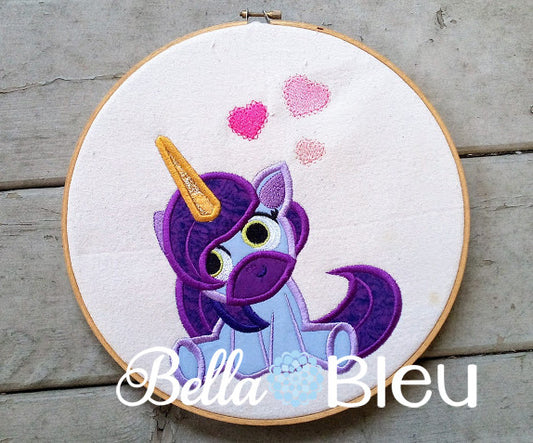 Unicorn Horse with hearts Machine Applique Embroidery design
