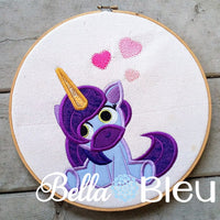 Unicorn Horse with hearts Machine Applique Embroidery design