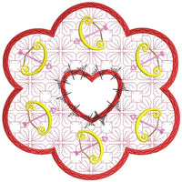 Valentines Cupids Bow Candle Mat In the hoop ITH 8x8 hoop