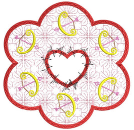 Valentines Cupids Bow Candle Mat In the hoop ITH 8x8 hoop