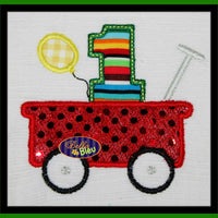 1, 2, 3, 4, 5 Happy Birthday Balloons in Little Red Wagon