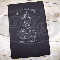 Wedding Dress Redwork  Machine Embroidery Design