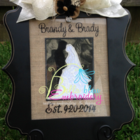 Wedding Bride and Groom Silhouette Applique Machine Embroidery Design