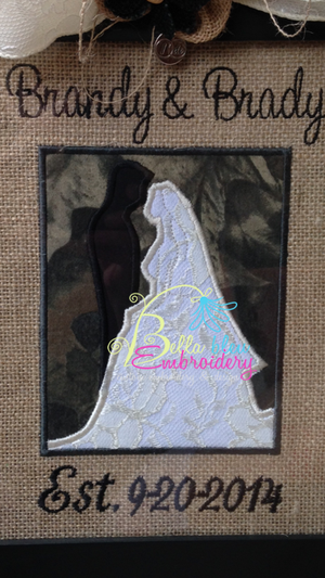 Wedding Bride and Groom Silhouette Applique Machine Embroidery Design