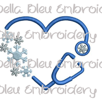 Monogram Winter Snowflakes Heart Stethoscope Frame