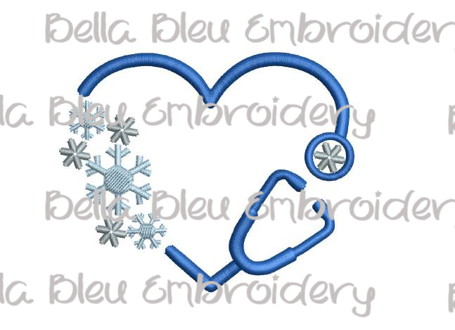 Monogram Winter Snowflakes Heart Stethoscope Frame