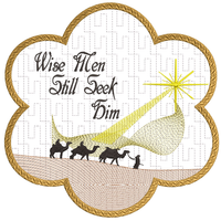 Sketchy Wise Men Religious Holiday Candle Mat In the hoop ITH 8x8 hoop