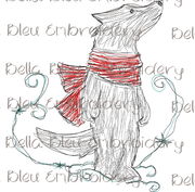 Christmas Wolf with Scarf Scribble