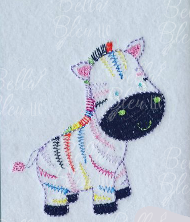 Colorful Redwork Zebra