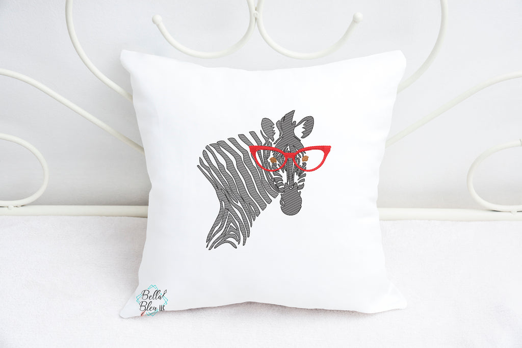 Sketchy Zebra with Glasses Machine Embroidery design